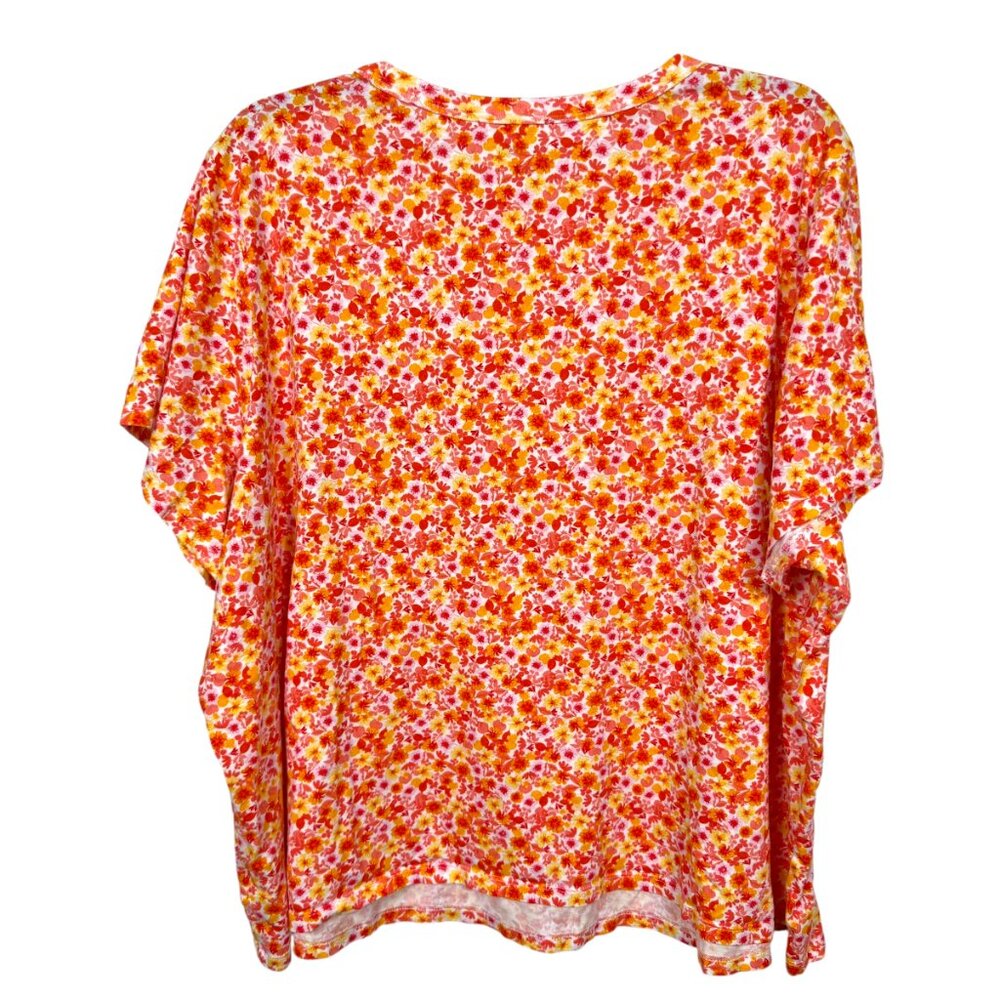 Old Navy Everyday T Shirt Womens 3X Orange Floral Crewneck Short Sleeve Casual - Picture 2 of 7